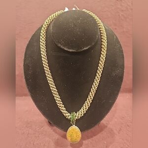 Unakite and Spiral Glass Beaded Necklace